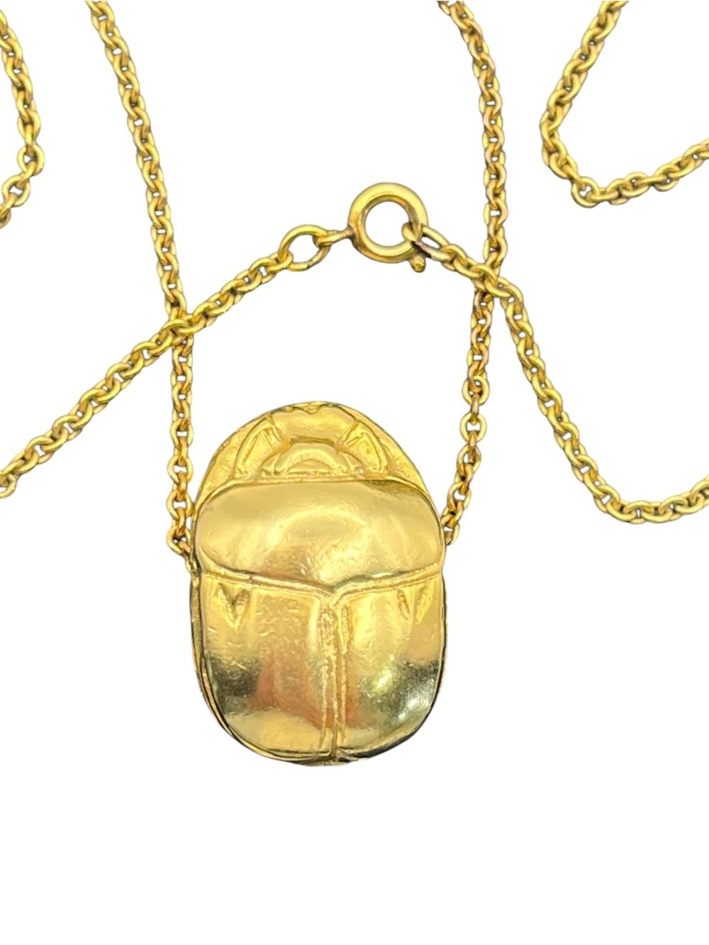 Egyptian Revival Scarab beetle pendant on 14k Gold filled Necklace hieroglyphics